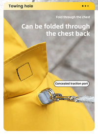 Thumbnail for XL Bright Yellow And Gray Trim Waterproof Four-Legged Dog Raincoat with Leash Hole for Small Breeds
