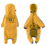 Thumbnail for XXL Bright Yellow And Gray Trim Waterproof Four-Legged Dog Raincoat with Leash Hole for Small Breeds