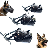 Thumbnail for M Adjustable Leather Dog Muzzle for Large Breeds, Anti-Bite and Anti-Bark