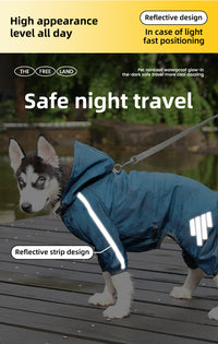 Thumbnail for XXL Pink And Gray Trim Waterproof Four-Legged Dog Raincoat with Leash Hole for Small Breeds