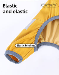 Thumbnail for L Blue And Gray Trim Waterproof Four-Legged Dog Raincoat with Leash Hole for Small Breeds