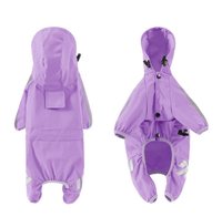 Thumbnail for M Purple And Gray Trim Waterproof Four-Legged Dog Raincoat with Leash Hole for Small Breeds