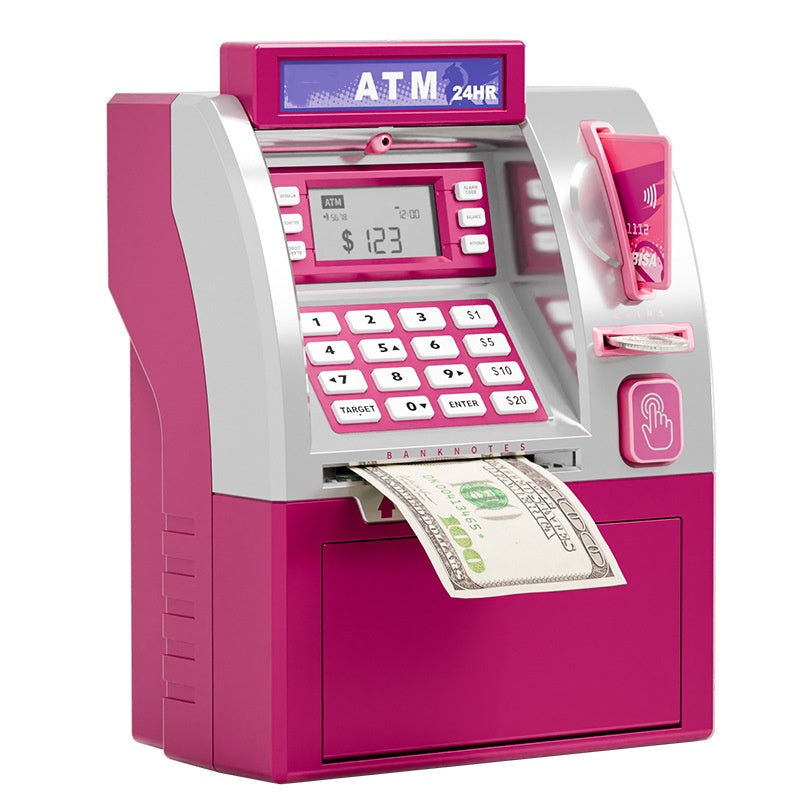 Kids ATM Savings Bank - Electronic Piggy Bank with Debit Card, PIN(Pink)