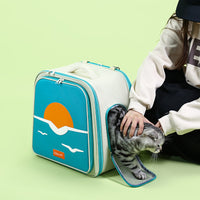 Thumbnail for Expandable Pet Carrier Backpack for Cats & Small Dogs - Breathable Mesh, Multiple Entrances(Purple)