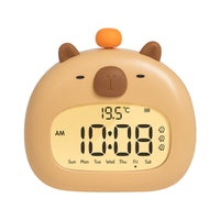 Thumbnail for Cute Animal Digital Alarm Clock with Night Light, Temperature & Countdown Timer(Brown Capybara)