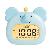 Thumbnail for Cute Animal Digital Alarm Clock with Night Light, Temperature & Countdown Timer(Blue elephant)