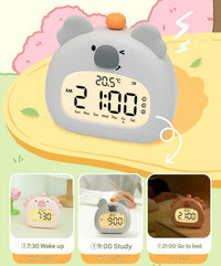 Thumbnail for Cute Animal Digital Alarm Clock with Night Light, Temperature & Countdown Timer(Black and white panda)