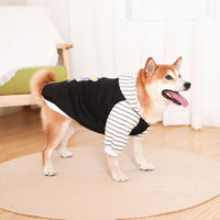 Thumbnail for Autumn/Winter Dog Clothes - Black Hoodie with Striped Hood & Baseball Bear (Size - S)