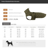 Thumbnail for Size S Olive Green Warm Quilted Dog Winter Coat - Adjustable Fleece-Lined Puffer Vest with Reflective Trim & Leash Port