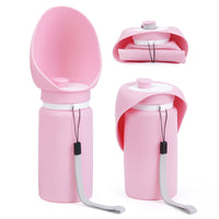 Thumbnail for Pink Portable Pet Dog Water Bottle 550ml - Foldable Food-Grade Silicone Travel Drinker with Leak-Proof Dispenser