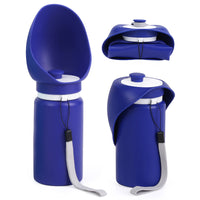 Thumbnail for Dark Blue Portable Pet Dog Water Bottle 550ml - Foldable Food-Grade Silicone Travel Drinker with Leak-Proof Dispenser