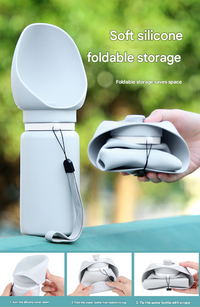 Thumbnail for Dark Blue Portable Pet Dog Water Bottle 550ml - Foldable Food-Grade Silicone Travel Drinker with Leak-Proof Dispenser