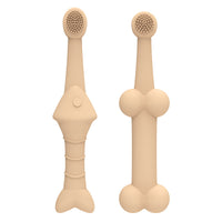 Thumbnail for 6 x Silicone Pet Toothbrush (3 Fish shape and 3 Bone shape) Beige Gentle Food-Grade Silicone Pet Toothbrush - Promotes Healthy Teeth & Gums for Dogs & Cats