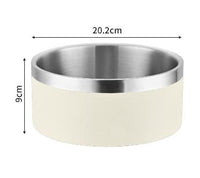 Thumbnail for Beige and Silver Premium 304 Stainless Steel Pet Bowl (64oz) - Non-Slip, Anti-Tip Food & Water Dish for Dogs & Cats - Durable & Easy Clean