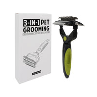 Thumbnail for Green and Black Professional 3-in-1 Pet Grooming Tool - Dematting Rake, Deshedding Comb & Finishing Brush for Dogs & Cats