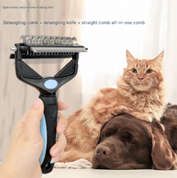 Thumbnail for Green and Black Professional 3-in-1 Pet Grooming Tool - Dematting Rake, Deshedding Comb & Finishing Brush for Dogs & Cats