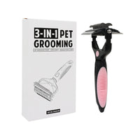 Thumbnail for Pink and Black Professional 3-in-1 Pet Grooming Tool - Dematting Rake, Deshedding Comb & Finishing Brush for Dogs & Cats