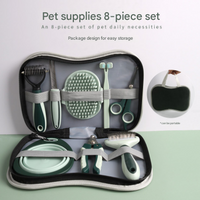 Thumbnail for Grey and Green Complete 8-Piece Pet Grooming Kit - Essential Dog & Cat Care Tools with Brushes, Nail Clippers, Scissors & Portable Case