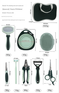 Thumbnail for Grey and Green Complete 8-Piece Pet Grooming Kit - Essential Dog & Cat Care Tools with Brushes, Nail Clippers, Scissors & Portable Case