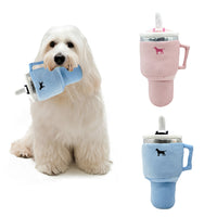 Thumbnail for Pink Plush Travel Mug Squeaky Dog Toy - Soft Polyester Chew Toy for Boredom Relief & Interactive Fun - 31cm
