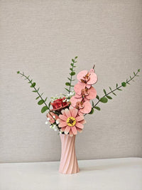 Thumbnail for Pink DIY 3D Wooden Flower Bouquet Puzzle Set with Vase - Craft Kit for Kids and Adults