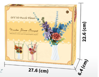 Thumbnail for Pink DIY 3D Wooden Flower Bouquet Puzzle Set with Vase - Craft Kit for Kids and Adults
