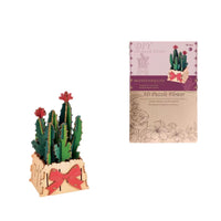 Thumbnail for Thousand Flowers DIY 3D Wooden Cactus Puzzle with Red Flowers - 46-Piece Kids' Craft Toy