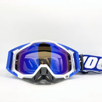 Thumbnail for Blue-white Frame and Blue Sheet Motocross Goggles - Durable Off-Road Motorcycle Riding Eye Protection with Lens