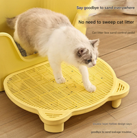 Thumbnail for Yellow Elevated Cat Litter Trapping Mat - Dual-Layer Scatter Control Tray with Grate