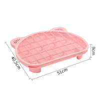 Thumbnail for Pink Elevated Cat Litter Trapping Mat - Dual-Layer Scatter Control Tray with Grate