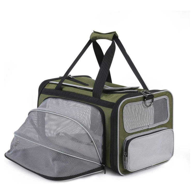 Olive Green Lightweight Foldable Pet Carrier with Straps