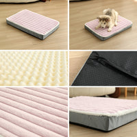 Thumbnail for 2-Piece Beige Sponge large pet bed - plush dog mat, detachable, washable, anti-slip base(50*40*8cm)