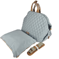 Thumbnail for Luxury Quilted 2-in-1 Pet Travel Carrier & Car Booster Seat for Small Dogs(Blue-gray)