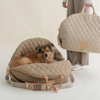 Thumbnail for Luxury Quilted 2-in-1 Pet Travel Carrier & Car Booster Seat for Small Dogs(Blue-gray)