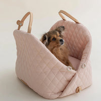 Thumbnail for Luxury Quilted 2-in-1 Pet Travel Carrier & Car Booster Seat for Small Dogs(Blue-gray)