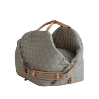 Thumbnail for Luxury Quilted 2-in-1 Pet Travel Carrier & Car Booster Seat for Small Dogs(Blue-gray)