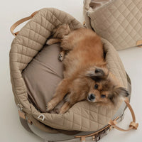 Thumbnail for Luxury Quilted 2-in-1 Pet Travel Carrier & Car Booster Seat for Small Dogs(Blue-gray)