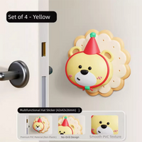 Thumbnail for 4 Pcs Yellow Adorable Bear Wall Protector - Multi-Use Self-Adhesive Door Stopper Bumper