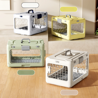 Thumbnail for Grey Premium Foldable Pet Carrier Crate - Breathable Aviation Travel Box for Cats & Small Dogs up to 10kg - Portable Car & Flight Transport Case