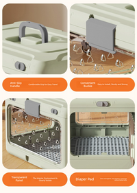 Thumbnail for Grey Premium Foldable Pet Carrier Crate - Breathable Aviation Travel Box for Cats & Small Dogs up to 10kg - Portable Car & Flight Transport Case