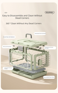 Thumbnail for Grey Premium Foldable Pet Carrier Crate - Breathable Aviation Travel Box for Cats & Small Dogs up to 10kg - Portable Car & Flight Transport Case
