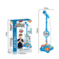 Thumbnail for Blue Kids Star Karaoke Microphone Stand Adjustable Height Music Toy with Flashing Lights and MP3 Connectivity for Boys and Girls