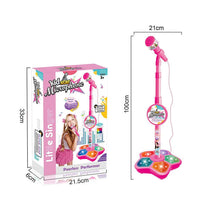 Thumbnail for Pink Kids Star Karaoke Microphone Stand Adjustable Height Music Toy with Flashing Lights and MP3 Connectivity for Boys and Girls