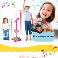 Thumbnail for Pink Kids Star Karaoke Microphone Stand Adjustable Height Music Toy with Flashing Lights and MP3 Connectivity for Boys and Girls