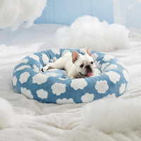 Thumbnail for 50cm Round Pet Bed Green Daisy Design - Soft Plush Donut Cuddler for Small Dogs & Cats - Calming Anxiety Relief & All-Season Comfort