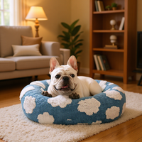 Thumbnail for 50cm Round Pet Bed Green Daisy Design - Soft Plush Donut Cuddler for Small Dogs & Cats - Calming Anxiety Relief & All-Season Comfort