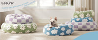 Thumbnail for 50cm Round Pet Bed Green Daisy Design - Soft Plush Donut Cuddler for Small Dogs & Cats - Calming Anxiety Relief & All-Season Comfort