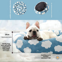Thumbnail for 50cm Round Pet Bed Green Daisy Design - Soft Plush Donut Cuddler for Small Dogs & Cats - Calming Anxiety Relief & All-Season Comfort