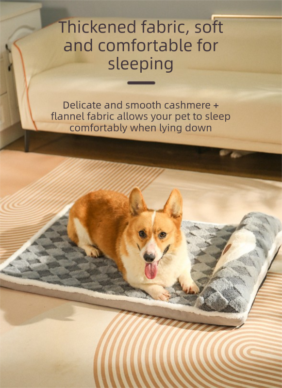 Thickened Soft Pet Bed Mat L Size Coffee-milk Comfortable Large Dog Sleeping Pad Washable Cushion for Big Dogs and Cats All Season Use