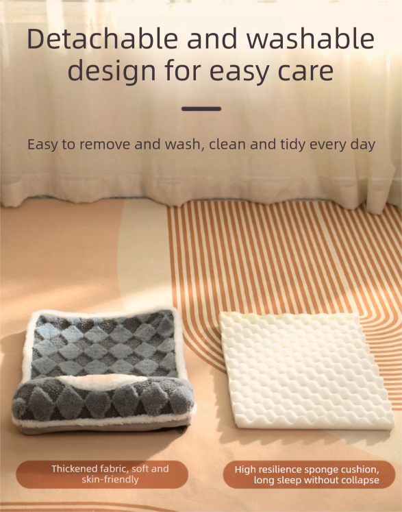 Thickened Soft Pet Bed Mat L Size Coffee-milk Comfortable Large Dog Sleeping Pad Washable Cushion for Big Dogs and Cats All Season Use